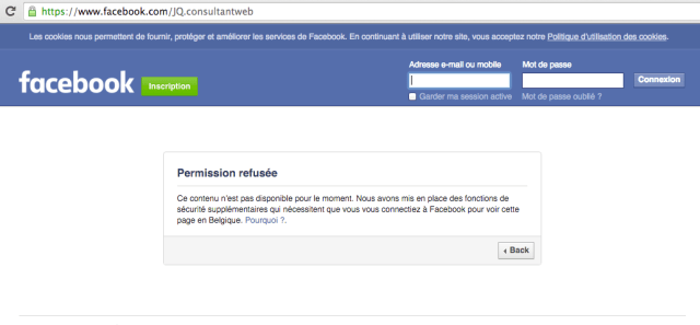 Page Facebook bloquée